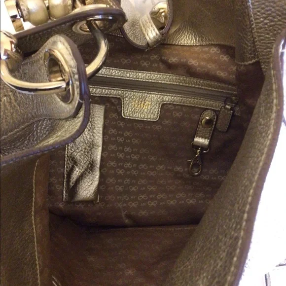 - Anya Hindmarch gold leather handbag with gold accent Sz Extra large rare… - Picture 10 of 12